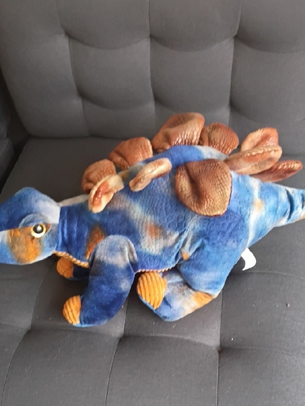 Plush Stegosaurus Reptile Toy - Blue and Brown
